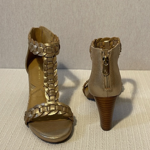 Adrienne Vittadini, golden. heel sandals. Size 7.5 - Picture 1 of 12